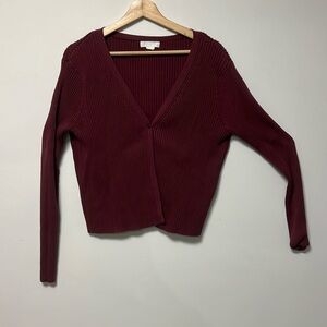 H&M button up ribbed cardigan Wine